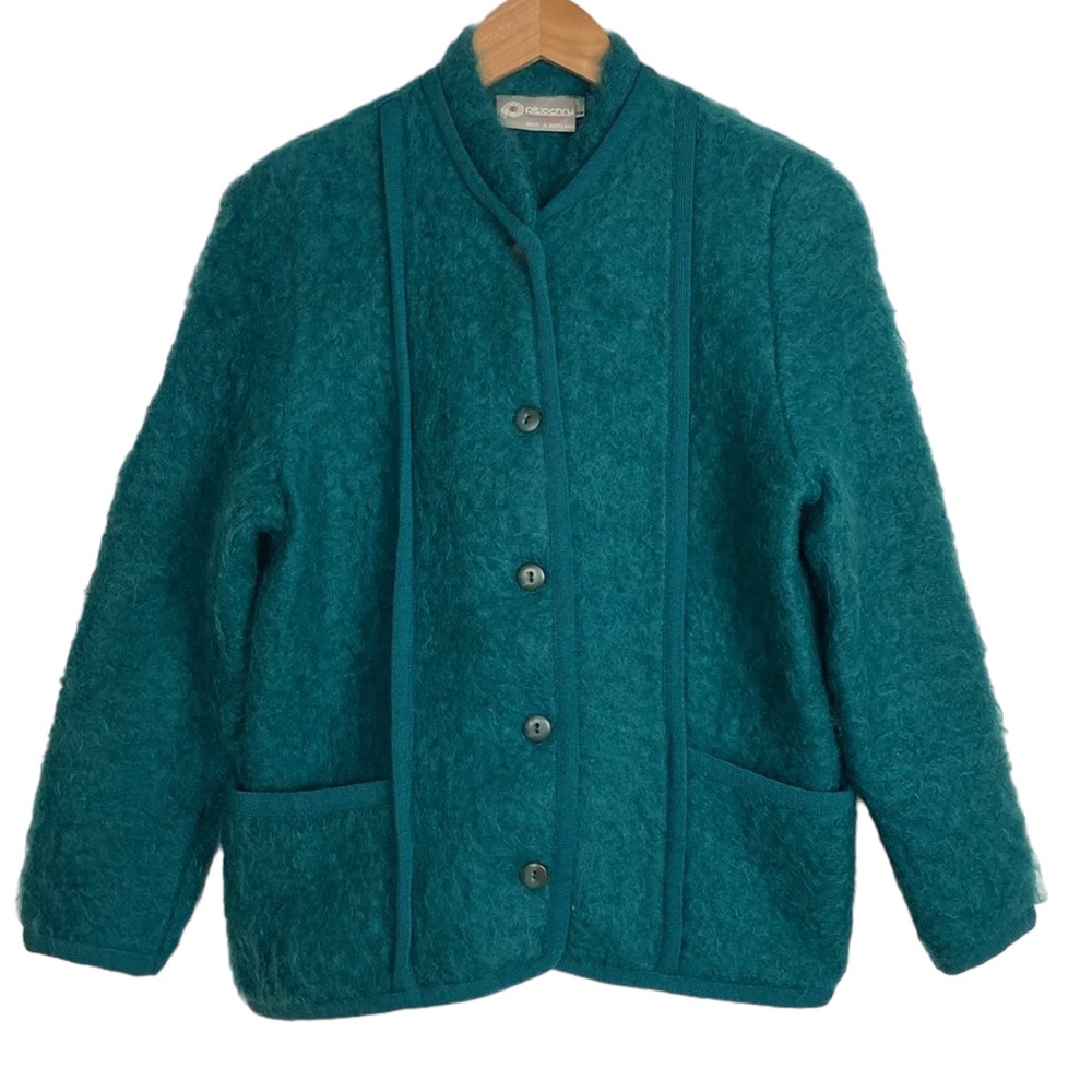 Pitlochry Green Scottish Mohair Wool Cardigan Jacket